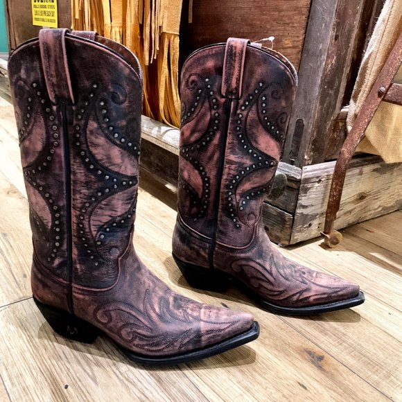 Eight Second Angel Shoes - SOLD! Eight Second Angel Pink Black Distressed Boots